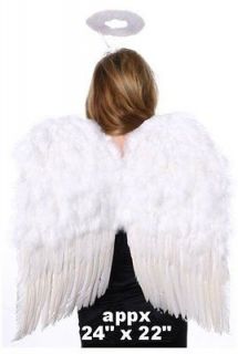24hr SHIP White Feather Wings & Halos Or Silver Sets Halloween 