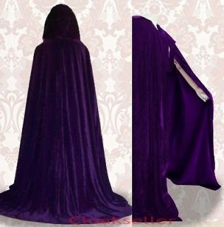 Stock  Velvet Capes Black Hooded Cloaks Witchcraft Halloween Wedding 