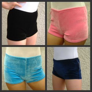 VELVET GYMNASTIC SHORTS HIPSTERS   ASSORTED PLAIN COLOURS