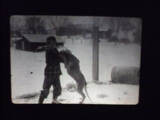 VINTAGE PROJECTOR SLIDE  BLACK&WHITE A BOY & HIS DOG PLAYING IN THE 