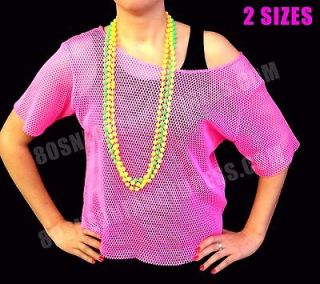 80s String Mesh Net Vest Top Neon Pink or Black M XL