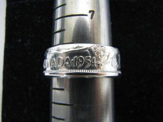 Lot E4 1954 Canadian Half Dollar 80% Silver Coin Ring Size 8.0 50 