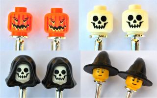 LEGO ® Mini Figure Head Cufflinks HALLOWEEN, PUMPKIN, SKELETON, WITCH