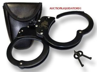POLICE STYLE CHAINED HANDCUFFS W/CASE SECURITY NEW BK 2