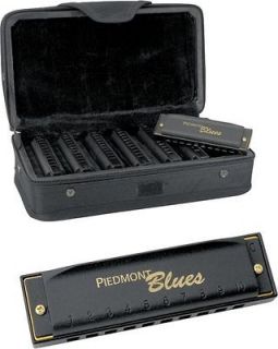   Piedmont Blues HARMONICA Harp Set of 7 with Case PBH7 PBH 7 NEW