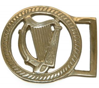 Belt Buckle Brass with a Harp in center Irish products 7506