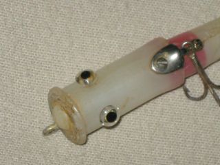 VINTAGE ODD UNKNOWN TUBE LURE WITH GLASS EYES AND RATTLE