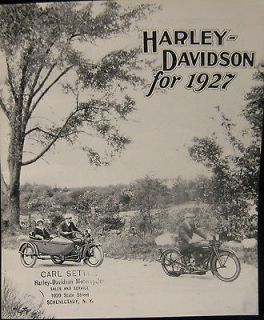 1927 Harley Davidson Motorcycle & Sidecar Sales Brochure Showing All 