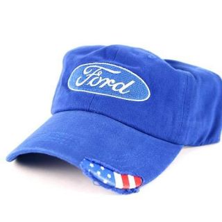 Ford Logo Blue USA American flag Tattered Ballcap Baseball Hat ball 