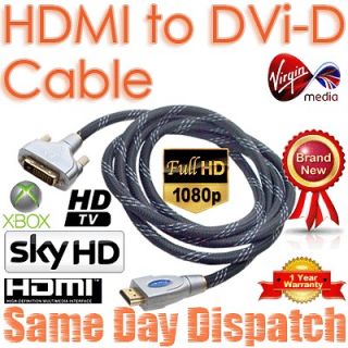 HDMI Full HD 1080p to DVI D Dual Link DVD TV Plasma Projector LCD PC 