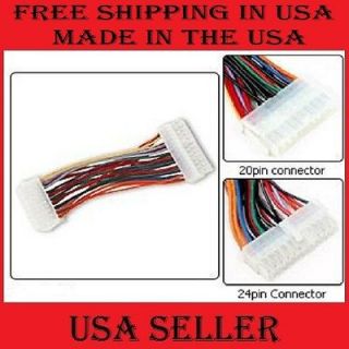 ATX 20 Pin Power Female to 24 Pin Male Adapter Cable 12 MADE IN USA 