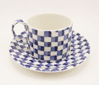 Burleigh Ironstone Blue Chequers Cup & Saucer (*)