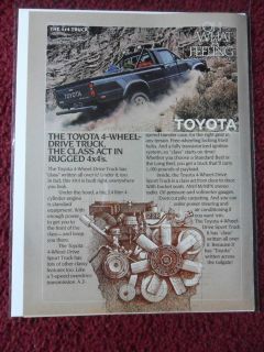 1982 Print Ad Toyota 4x4 Truck Car Automobile ~ Engine Sketch Class 