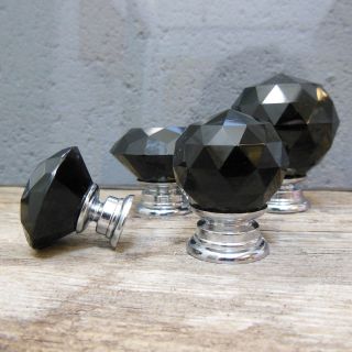 PUSHKA KNOBS Black K9 Crystal Glass Cupboard Drawer Cabinet Knobs 