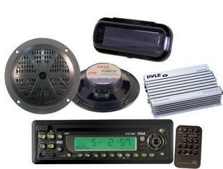  Boat Yacht CD MP3 AUX Stereo Player + 2 X Speakers 200W Amp And Cover