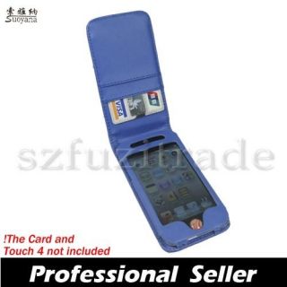 Blue Flip Wallet Leather Case Card Cover Skin For iPod Touch 4 Gen 4G 