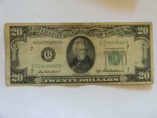 1950B Twenty Dollar Bill Federal Reserve G Series Four Of A Kind 