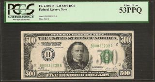 1928 $500 Dollar Bill Note New York District PCGS AU 53 PPQ