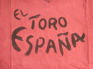 Lucky Brand T Shirt Coral Red El Toro Espana Graphic Mens Medium 