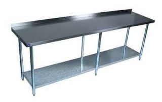   Commercial Stainless Steel Work Prep Table 30 x 96 with 2 Backsplash