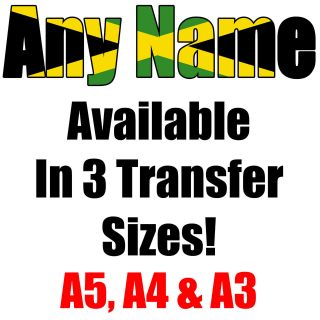   Flag Personalise PREMIUM Iron On Transfer T Shirt A5, A4 or A3 Name