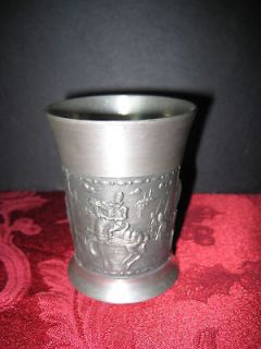   West Germany Embossed Pewter Etain Zinn Cup Engraved Mark very Nice
