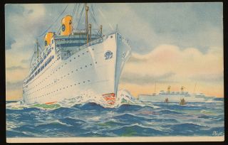 MS Kungsholm/Gripsholm Postcard   Swedish American Line