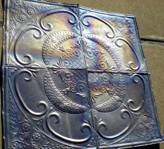 SALE Antique 1880s Ceiling Tin Tile Medallion Fleur De Li Gothic 