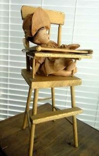 Newly listed ★1936 antique DOLL BABY HIGH CHAIR signed ORIG PAINT