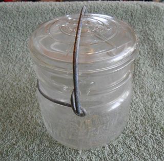 Small Vintage Ball Canning Jar Bail Glass Lid Whole Fruit Hazel Atlas