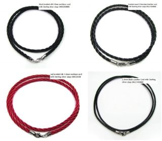 Necklace Cords & Thongs Silk & Leather Sterling Silver Clasps IN STOCK 