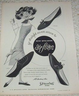 1958 Spalding Shoes CUTE archery girl artwork PRINT AD