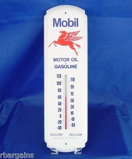   Tin Thermometer MOBIL LOGO MOTOR OIL GAS PEGASUS Car Garage Decor Wall