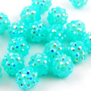Baby Blue 20Pcs Resin Disco Ball Beads Supply Bracelet Basketball 
