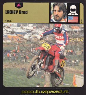BRAD LACKEY Honda Motocross Racing 1978 AUTO RALLY CARD