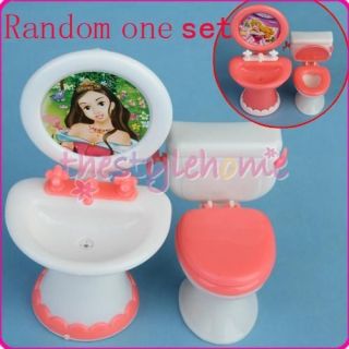 Cute Furniture Accessories Dollhouse Bathroom Toilet One Set for 