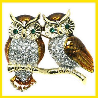 Discounted Sparkling Crystals Baby Owl & Mother Brooch