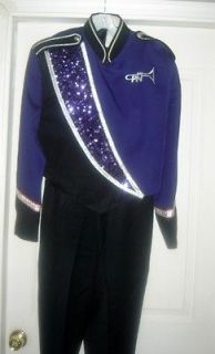 Black/Silver/Purple Marching Band Uniform Coat & Pants~Theater costume 
