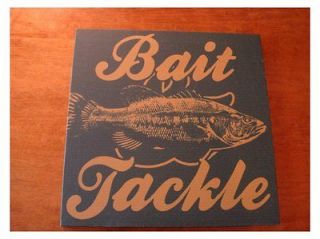 BAIT & TACKLE Fishing Boat Supplies Sign Rustic Lodge Log Cabin Home 