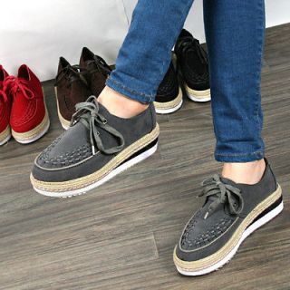 Colors Womens Lace Up Wedge Creeper Platform Suede Shoes PS014