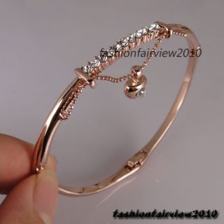  18K Rose Gold GP Clear White Swarovski Crystal Bangle Bracelet XS002C