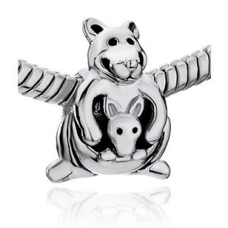   KANGAROO CARRYING BABY SILVER PLATED EUROPEAN BEAD FOR BRACELET A42