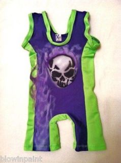   WRESTLING SINGLET  SKULL AND FLAMES INFANT BABY NEWBORN 20 LBS