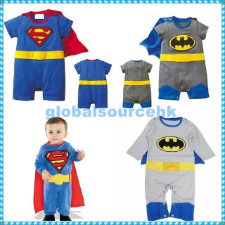 Baby Boy Superman/ Batman Birthday Party Costume Romper Onesie 