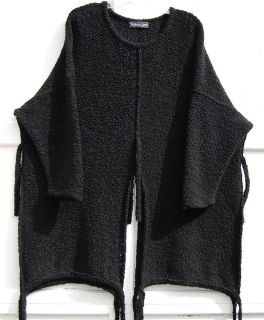 NEW Barbara Speer BLACK Long Adjustible Tunic Sweater Size (2)