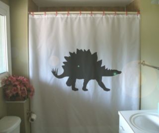 Shower Curtain stegosaurus dinosaur Jurassic armor tile