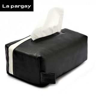 Black Leather Bathroom Car Tissue Box Cover Holder Dispenser