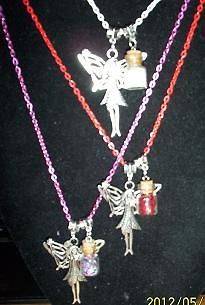 Fairy Faerie Fae Charm and Fairy Sprinkles Bottle Necklace in Red