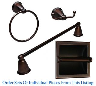 OIL RUBBED BRONZE 24 TOWEL BAR SET W/ RECESSED TOILET TISSUE HOLDER