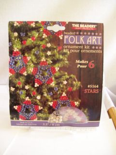 Folk Art Stars, patriotic Beaded Ornament Kit, by the beadery